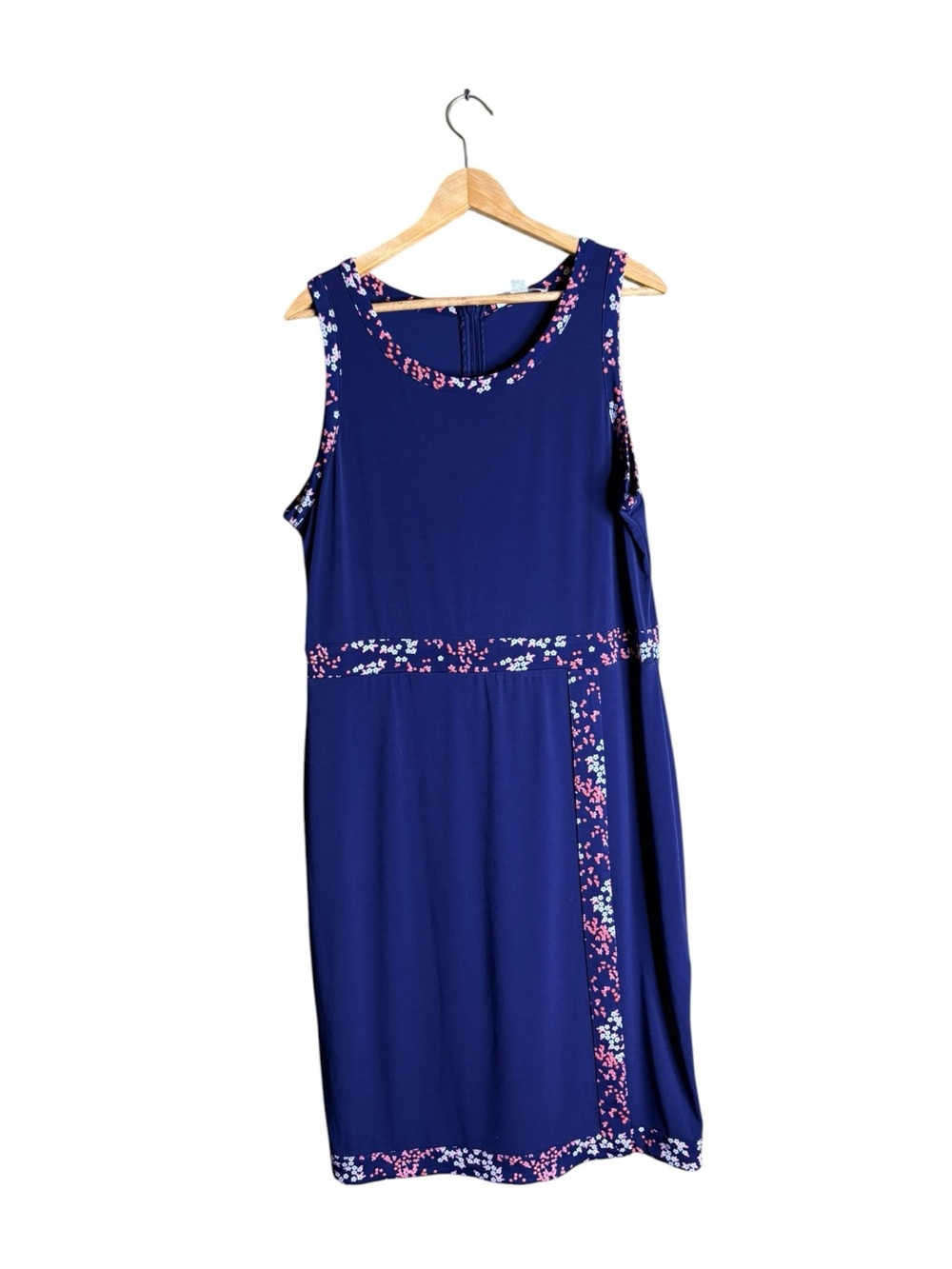 Michael Michael Kors XL Navy Floral Trim Sleeveless Midi Dress